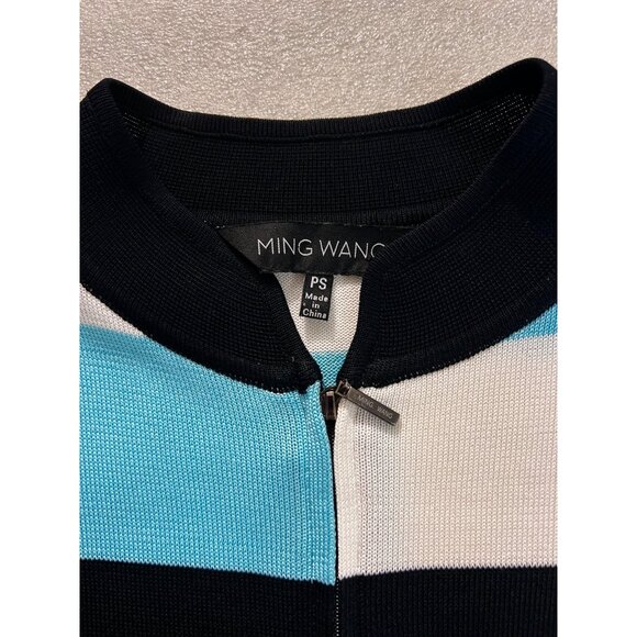 Ming Wang PS Womens Color Block Acrylic Zip Front Cardigan Sweater Petite Small - Picture 5 of 6